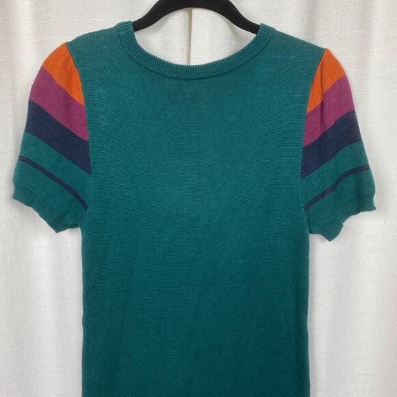 ModCloth Green Multi Chevron Sweater Midi Dress Sz.M - Picture 8 of 11